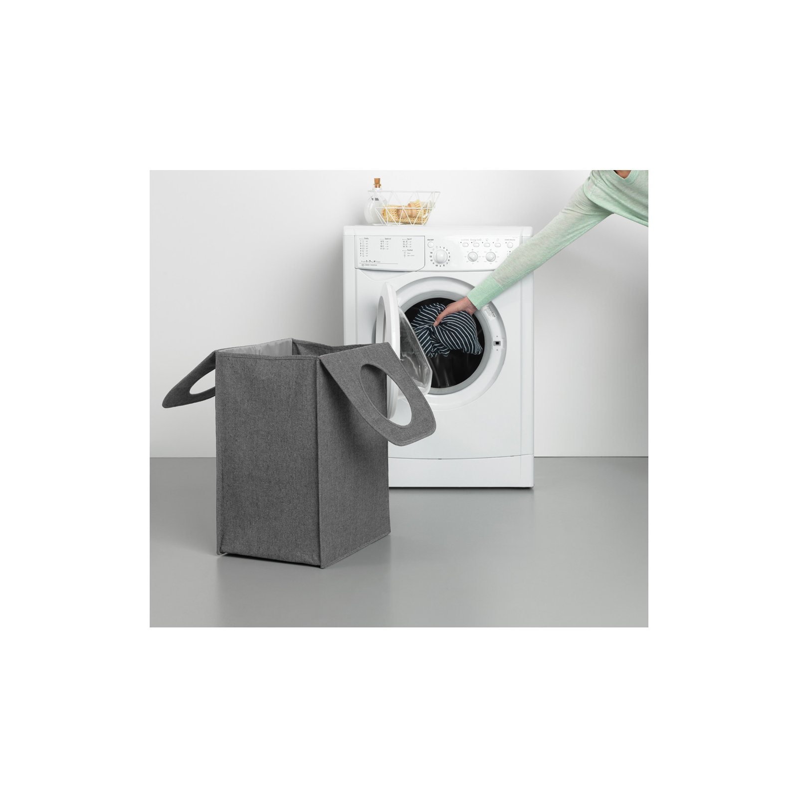Brabantia Foldable Laundry Hamper 14.5 Gallon, Pepper Black