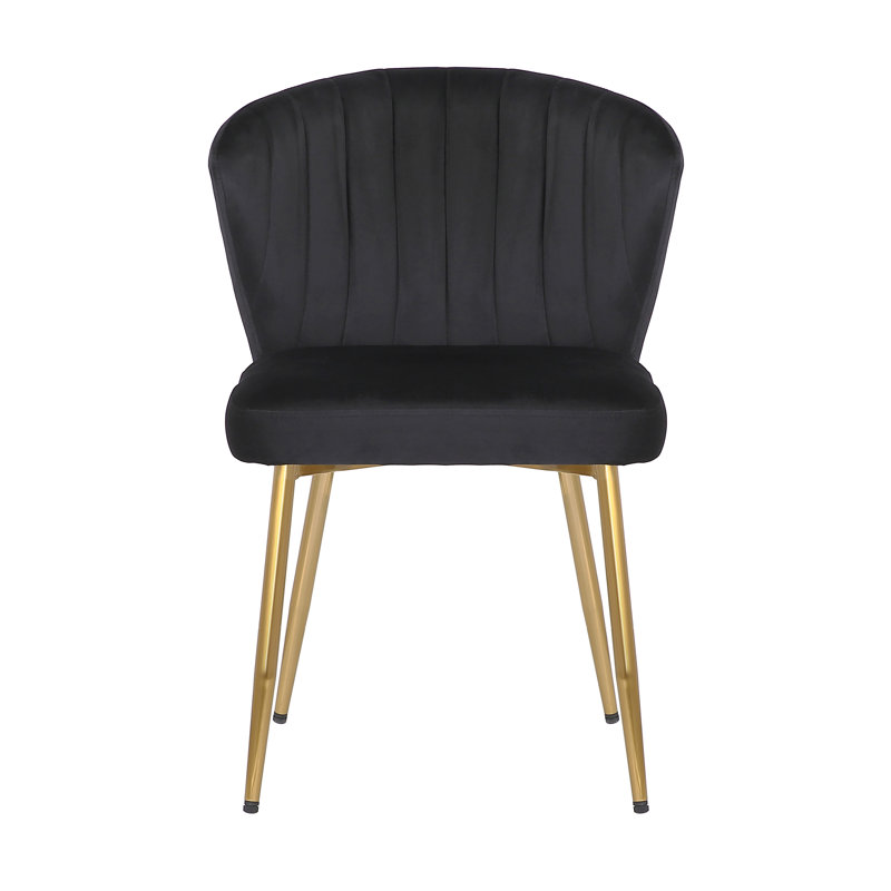 Yokley 50cm H Velvet Upholstered Side Chair, Black