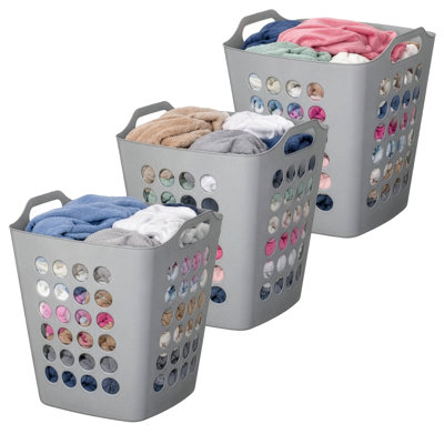 Panier à linge flexible en plastique - Panier de rangement carré avec poignées latérales pour un transport facile - Organisateur polyvalent pour la lessive et le rangement domestique, 50 litres