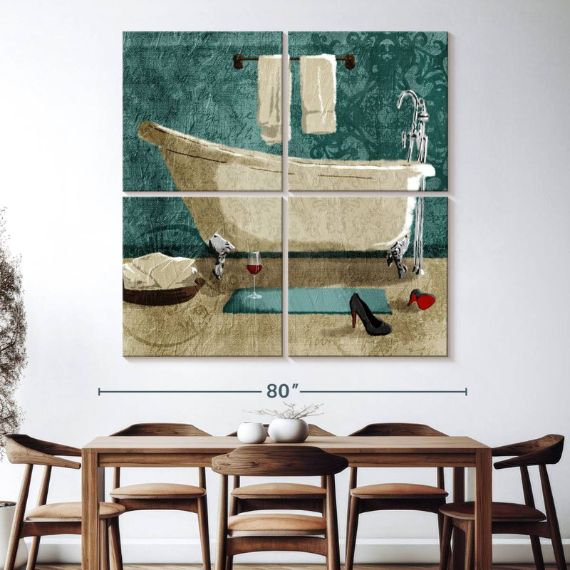 Kerrick Teal Drink And Heels Bath, 74" H x 74" W