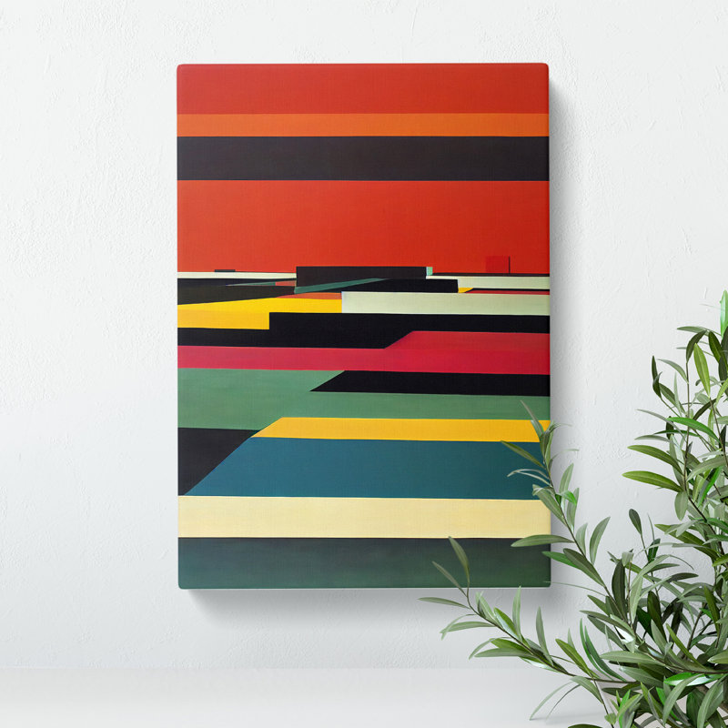 Retro Abstract Art No.1 - Wall Art, Wrapped Canvas, 50cm H x 35cm W, No Matte