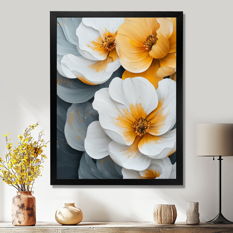 Beaman - Floral Canvas Art Print, H 20 po x l 12 po, Reproduction encadrée sans passe-partout, Noir, noir, noir, noir