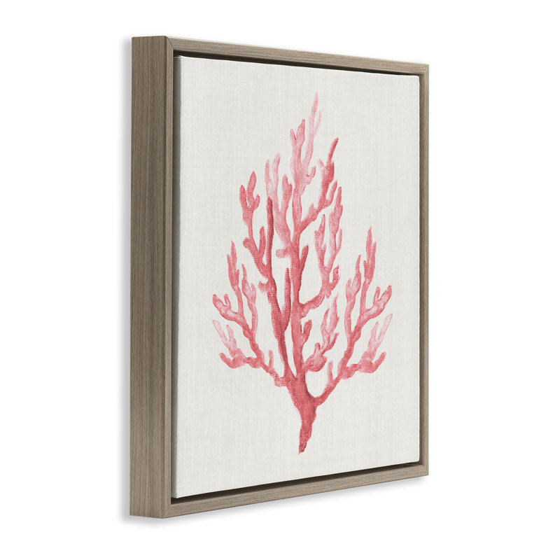 Cadre flottant en branches de corail rose discret, design par Janet Tava, Montalcino orme flottant encadré, H 18 po x l 18 po