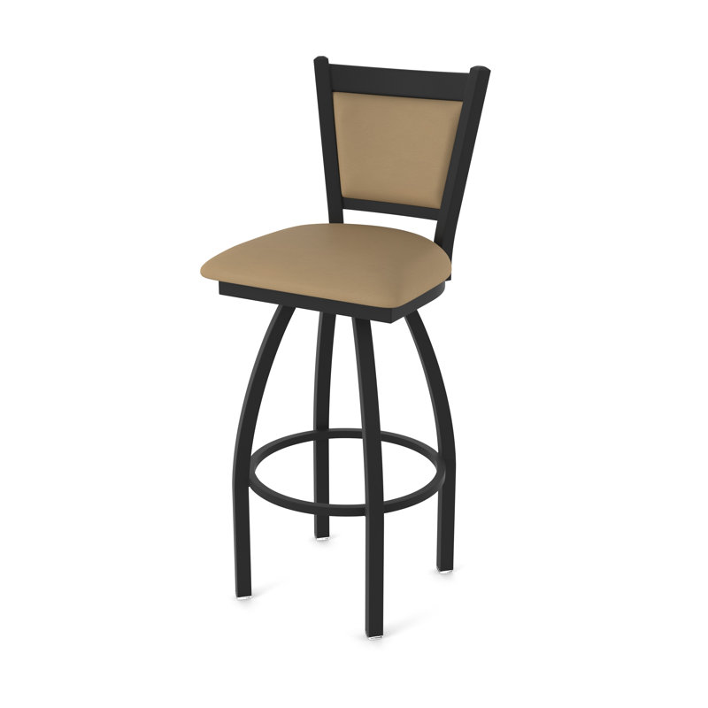 Tabouret pivotant Hadleigh, Noir froissé, Tabouret de bar (siège d’une hauteur de 30 po), Vinyle - sable Canter