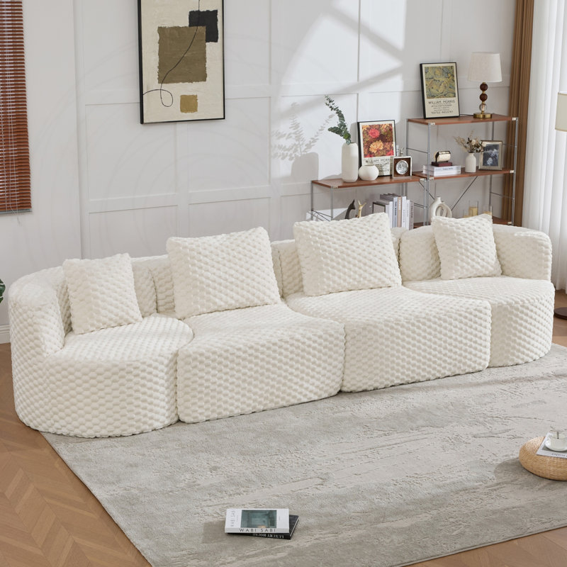 Canapé modulaire surdimensionné avec emballage de compression, White Polyester, White