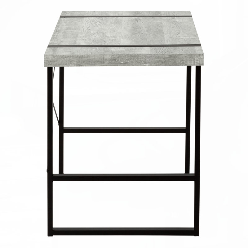 Bureau d'ordinateur, bureau personnel, ordinateur portable, l 48 po, travail, stratifié gris, métal noir, contemporain,