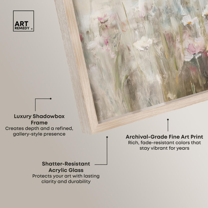 «Hazy Hues I Shadowbox», impression de paysage par Art Remedy, H 21 po x l 25 po, Crème, crème