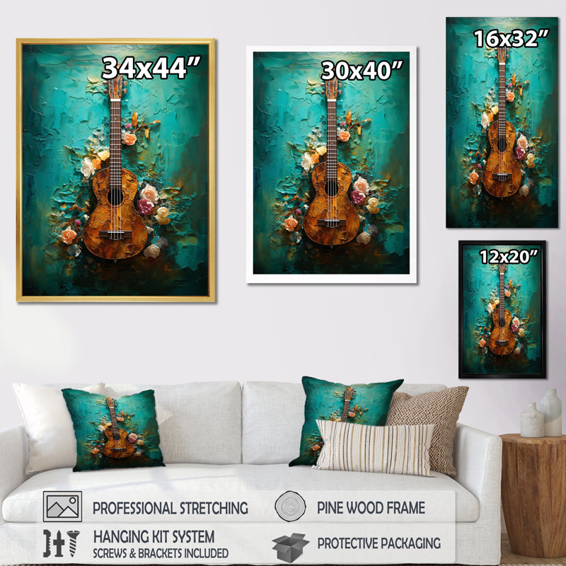 Guitare tropicale euphonique, Toile tendue, H 44 po x l 34 po x P 1,5 po