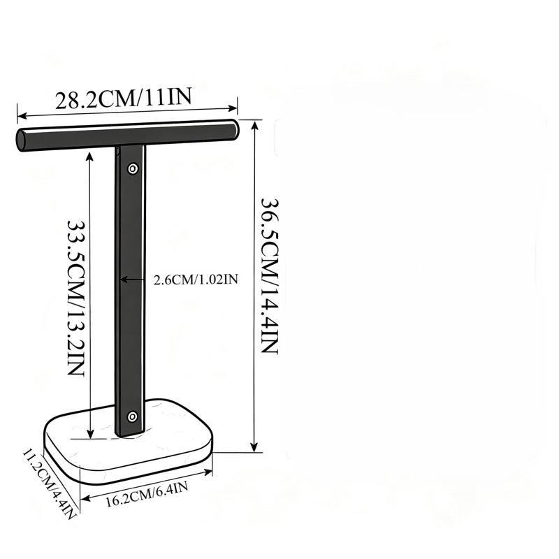 Porte-serviettes en forme de T avec base en marbre, barre porte-serviettes sur pied en acier inoxydable, porte-serviettes antirouille pour salle de bain, cuisine, meuble-lavabo, anneau porte-serviettes moderne.