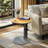 Round Coffee Table Saddle Leather Side End Table-1297401792