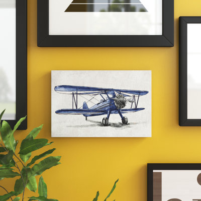 «Bertineke Transport Blue Vintage Aviator Airplanes», reproduction d'art sur toile
