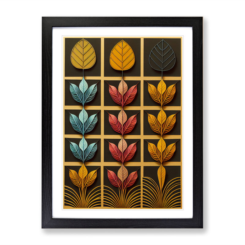 Leaves Deco - Framed Print, Black, 46cm H x 34cm W x 2cm D