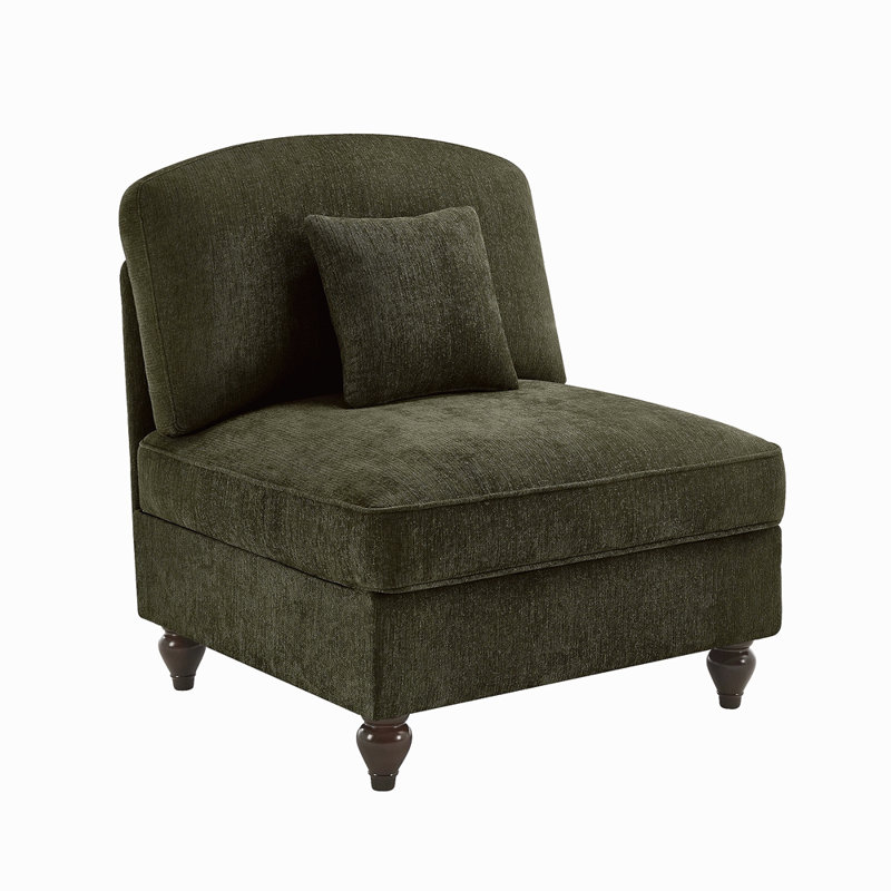 Armless Sofa Chenille W/1 Pillow