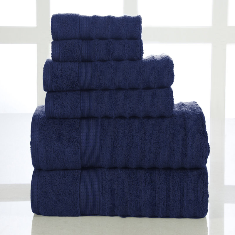 Ensemble de serviettes 6 pièces 100 % coton Brenna, Denim