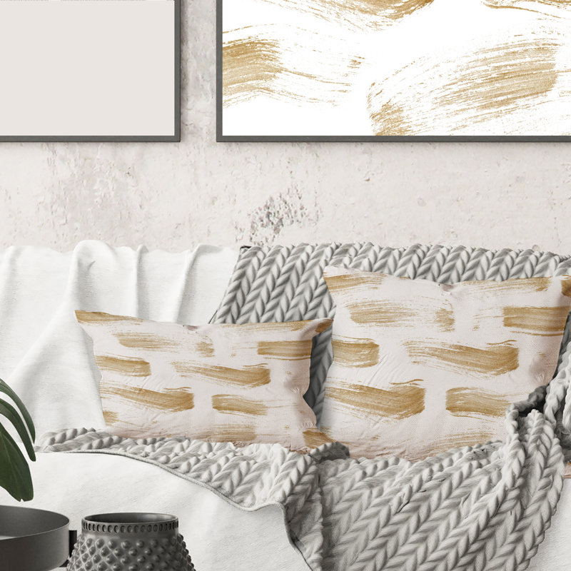 Coussin Golden Abstract Strokes - Modern Printed