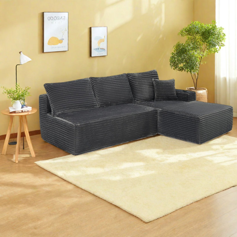 Canapés modulaires modernes à compression, canapé en forme de L en peluche de 96 pouces pour la maison