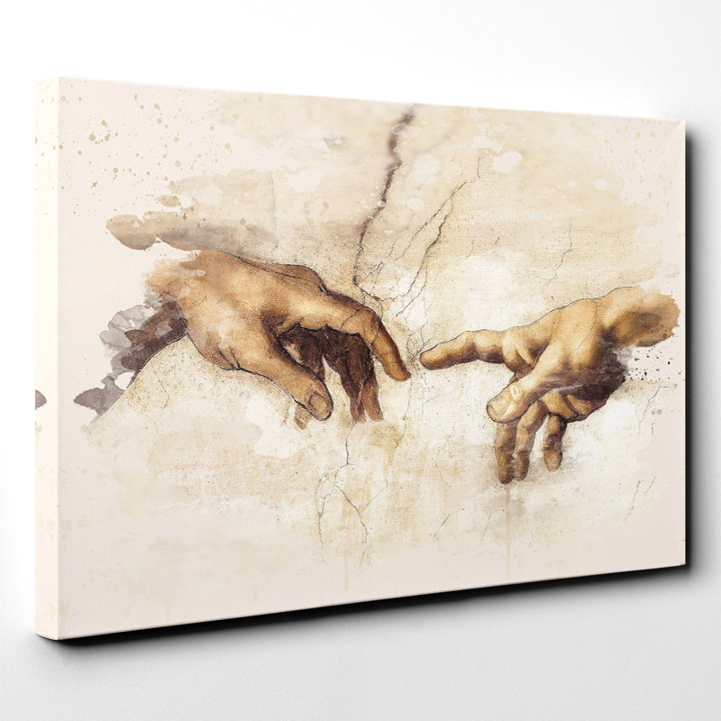 Creation of Adam Hands by Michelangelo Painting on Canvas - Wrapped Canvas, 40cm H x 60cm W