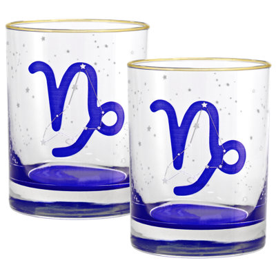 Verre à whisky à double culot 14 carats 22 carats Zodiac Culver Capricorn Zodiac (Capricorne)
