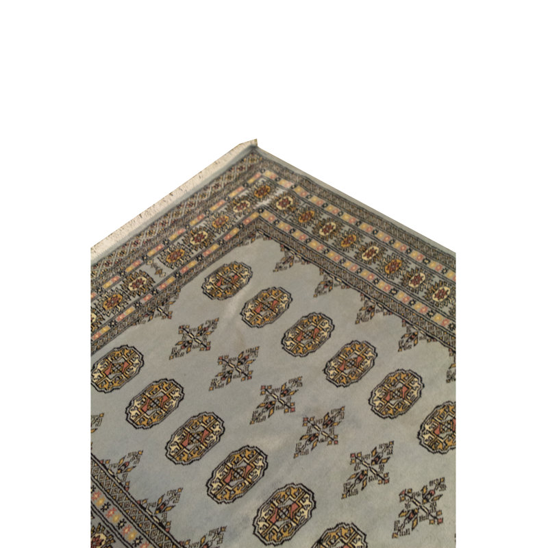 Wool Oriental Area Rug in Beige/Matte Blue/Red