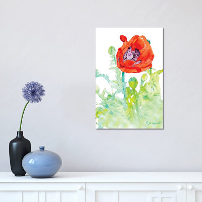 Poppy Art Flower 1 Piece Wrapped Canvas Wall Art