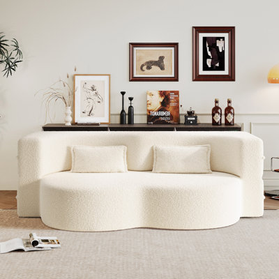 Canapé-lit moderne de 78,7 po avec 2 coussins pour le salon à petit pas, canapé-lit convertible en tissu rembourré de mousse, matelas pliant, aucun assemblage requis