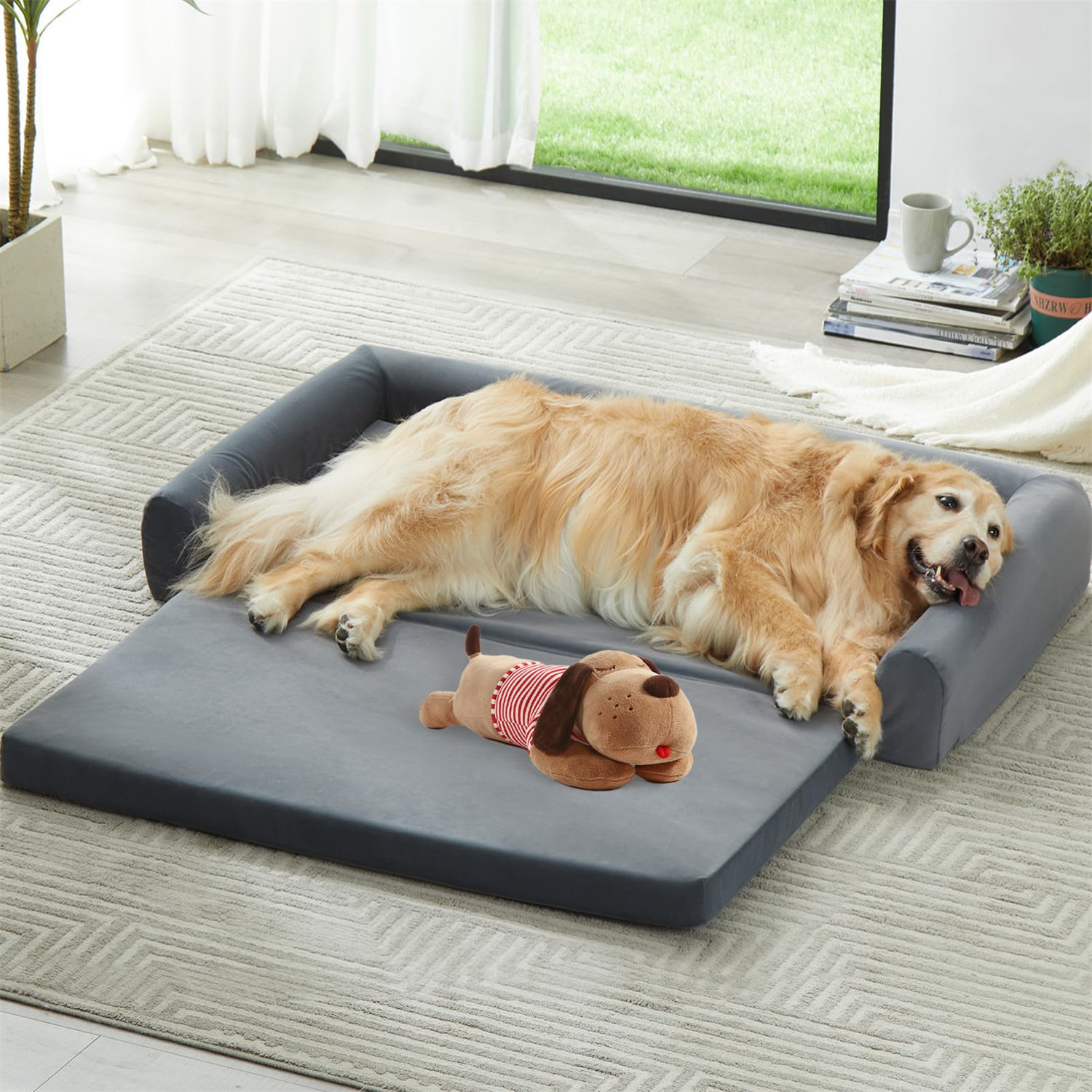 Large WaterProof Paw Pet Dog Bed Washable Zipped Cover Floor Anti
