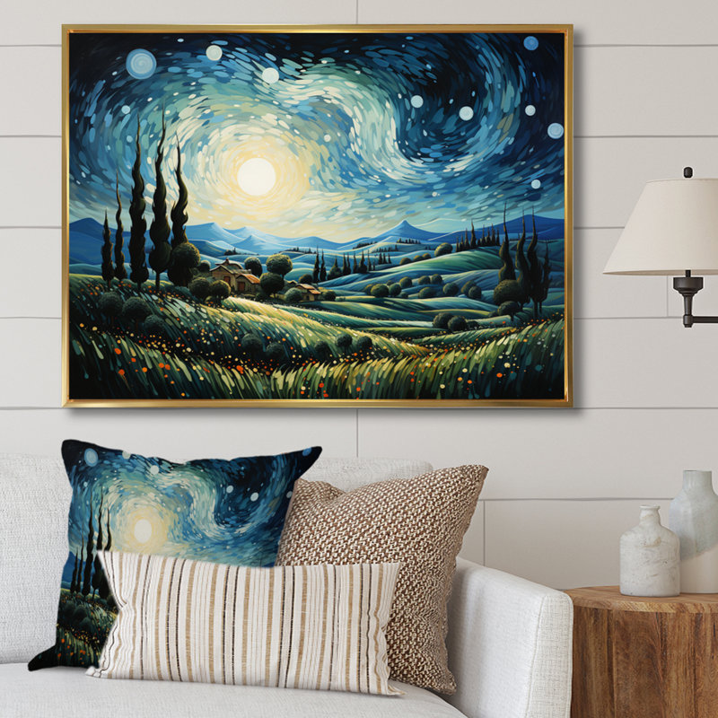 «Vangogh The Swaying Cypress I», art mural Vangogh par Vincent Van Gogh, peinture, H 12 po x l 20 po x P 1 po