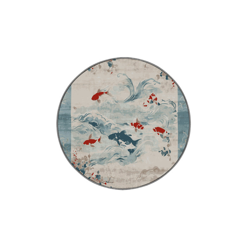 Tapis gris soyeux et moelleux, Rond 4 pi