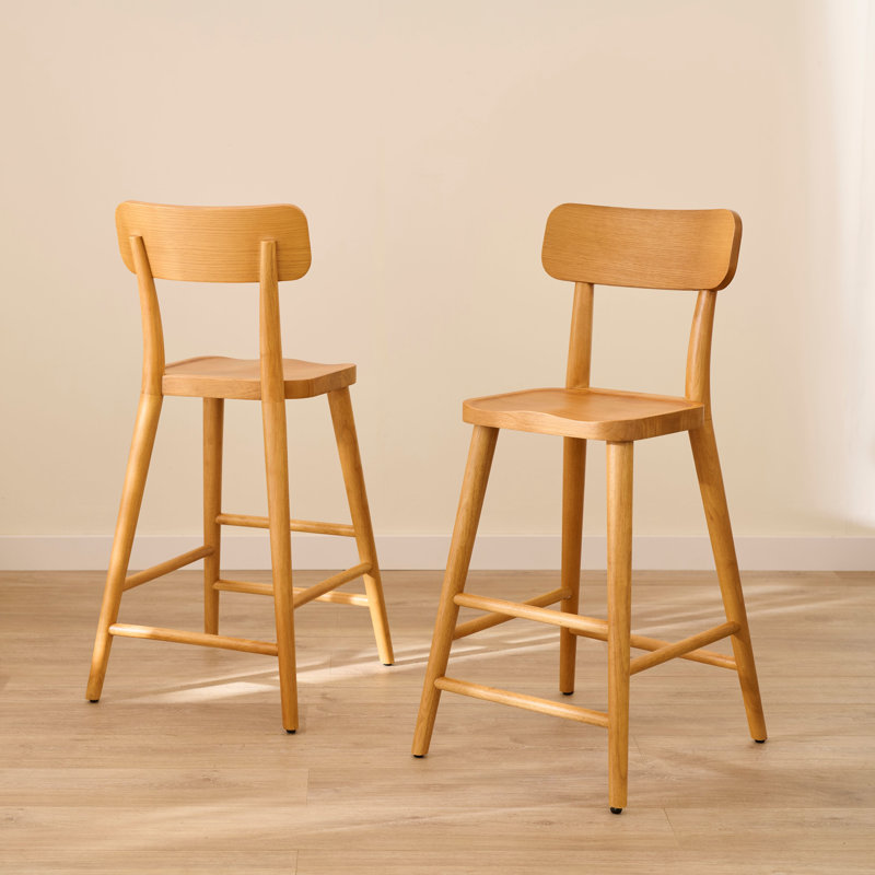 Counter Stool with Solid Wood Frame, Classic Oak