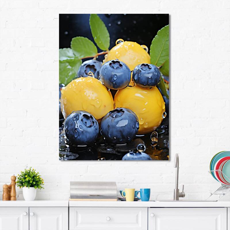 Ballet Blueberry Fruit Serenade V - fruits, art mural, H 44 po x l 34 po x P 1,5 po