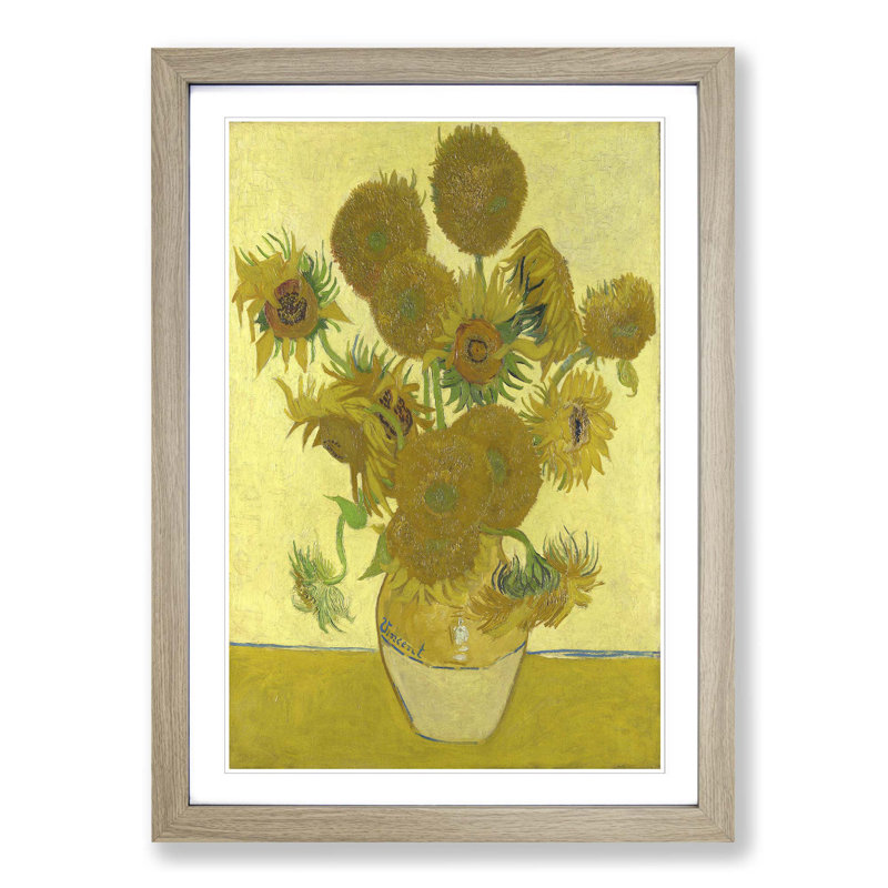 Sunflowers by Vincent Van Gogh - Framed Print, Oak