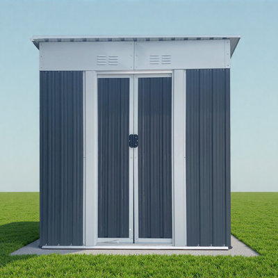 Abri de jardin ventilé pratique pour outils 5 pi x 3 pi avec cadre en alliage d'aluminium et porte coulissante