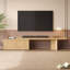 Meuble télé Mid-Century moderne extensible avec portes cannelées pour meuble télé de 65/70/75/80 po