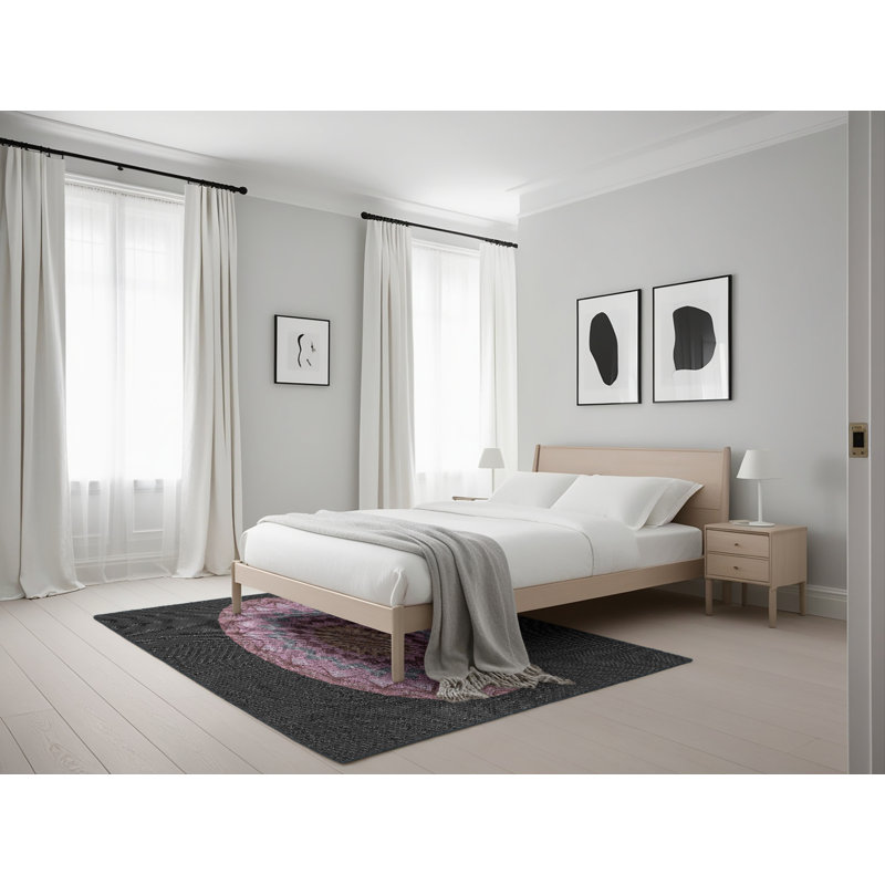 Tapis noir/rose à tisser électrique, Rectangle 5 pi x 7 pi