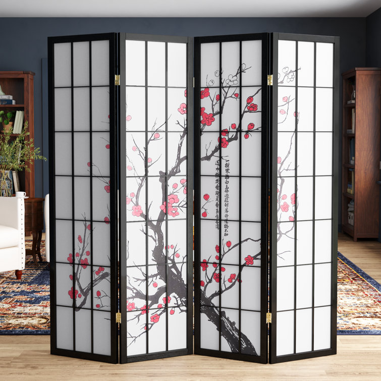 Perley 72'' W x 70.5'' H 4 - Panel Solid Wood Accent Room Divider