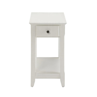 Table d'appoint rectangulaire blanche avec tiroir et tablette pour le salon principal