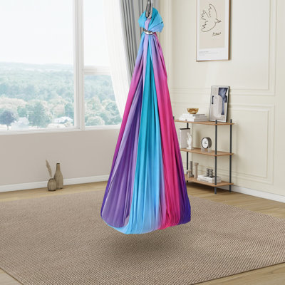 Fauteuil hamac sensoriel à double couche - Thérapie par pression profonde pour l'autisme/le TDAH, nid douillet apaisant, pivotant à 360°, capacité de 136 kg, intérieur/extérieur - Couleur, 150 x 140 cm