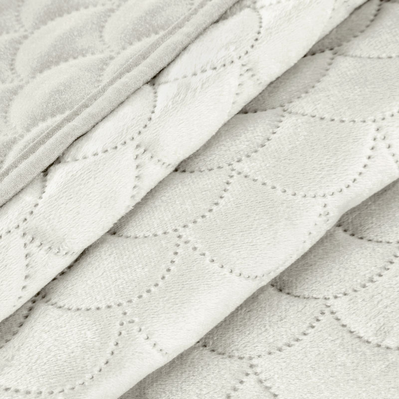 Ried Velvet Solid Colour Bedspread, Cream, W220 x L240cm