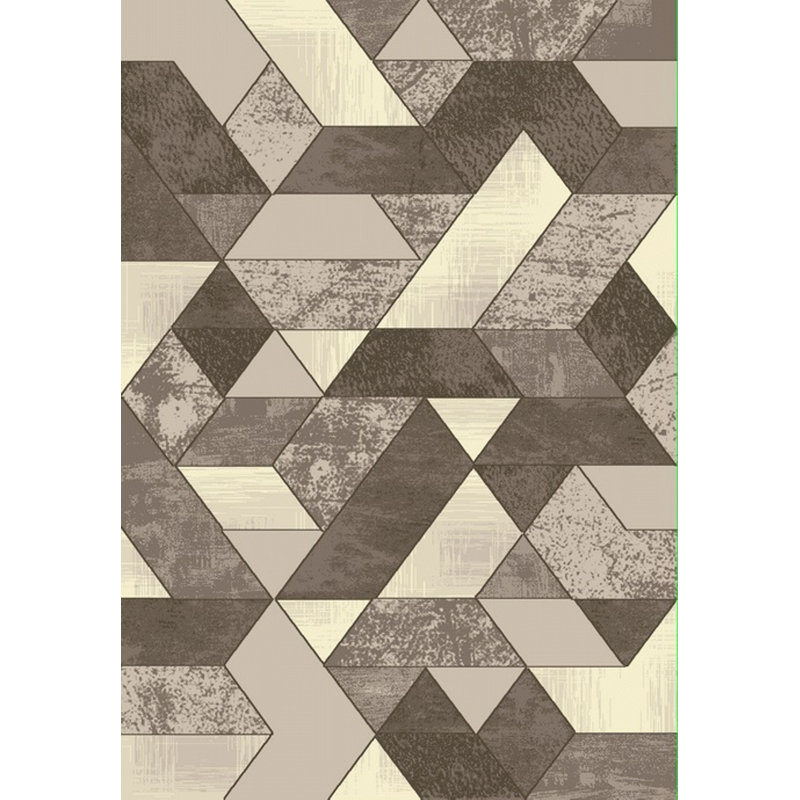 Tapis décoratif à motif géométrique touffeté à la main Herndon, Rectangle 5 pi 3 po x 7 pi 7 po
