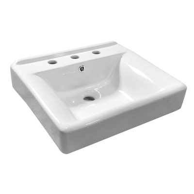 Lavabo de salle de bain rectangulaire encastré en céramique avec trop-plein Concord