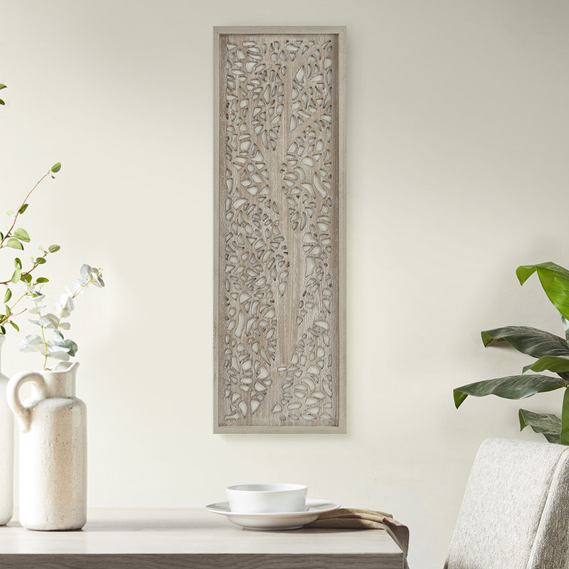 Décoration murale découpée au laser par un artiste, panneau botanique, art mural rustique moderne, 12 x 36 po