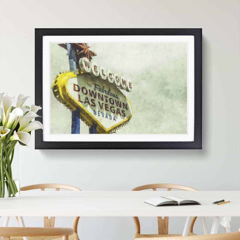 Las Vegas Sign Vol.1 - Picture Frame Painting, 48cm H x 65cm W x 2cm D, Black Framed