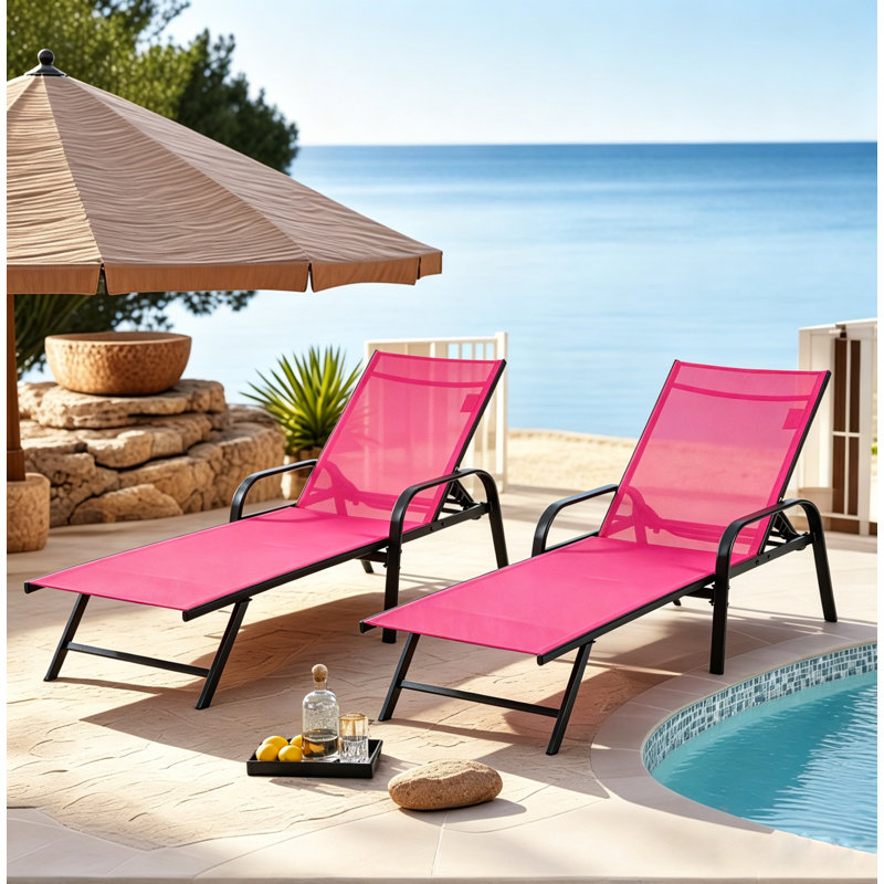 Camaira Outdoor Chaise Lounge, Pink