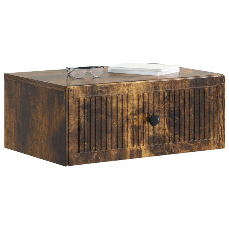 49cm W Manufactured Wood Bedside Table, Smoked Oak