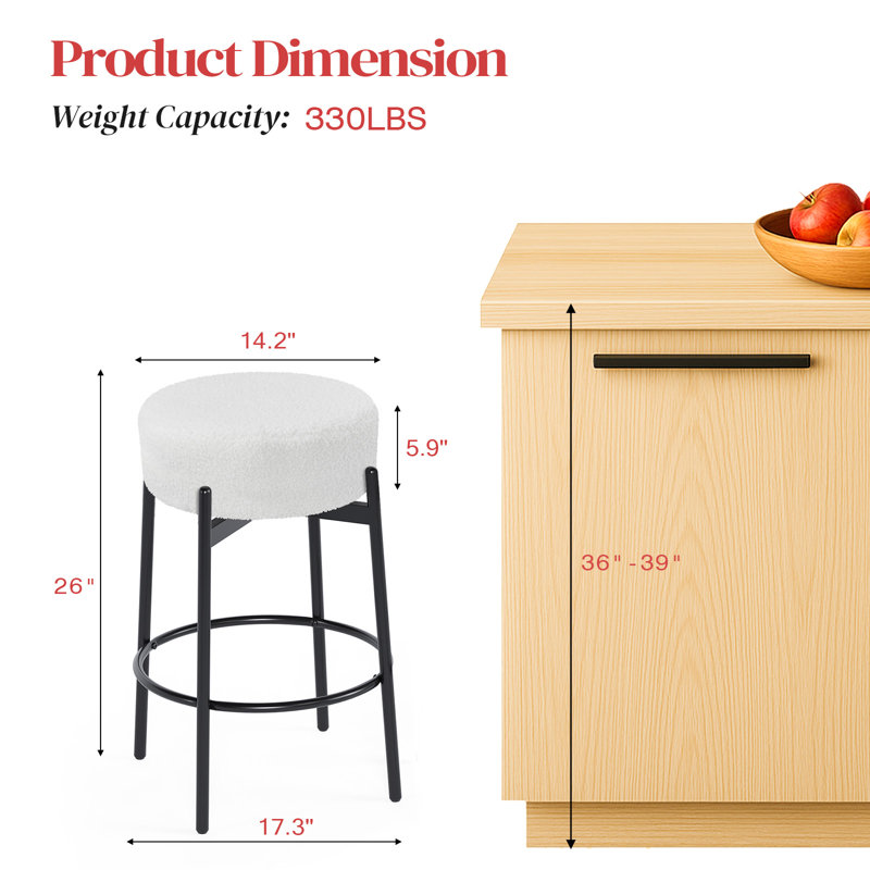 4 Piece Set 24 Inch Swivel Bar Stools With Teddy Fleece Seat Black, Bar Stool (26" Seat Height), White, 2
