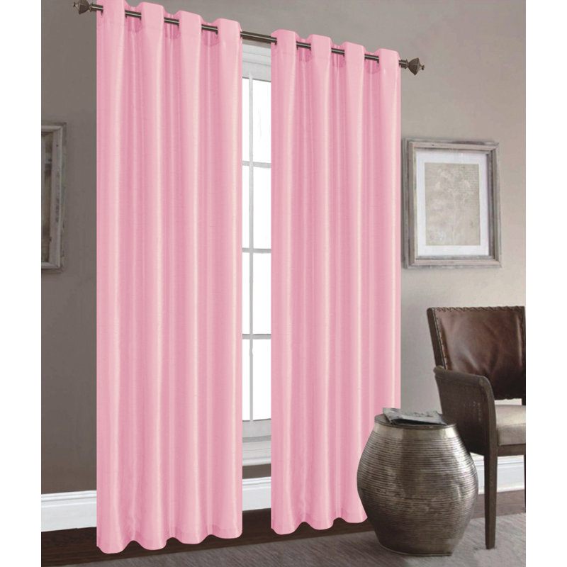 Hawthorne Semi Sheer Curtains / Drapes Pair, Baby Pink