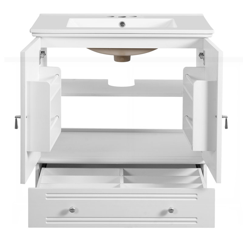 Meuble-lavabo 30 po avec lavabo en céramique, Blanc