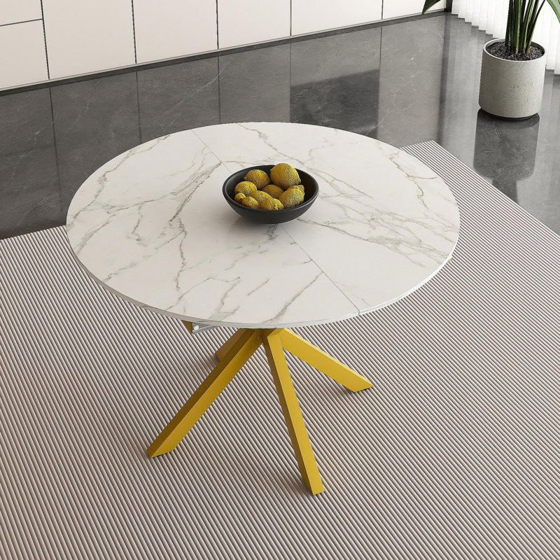 Table de salle à manger moderne et simple avec pales extensibles, base en acier au carbone en X, robuste et durable, convenant aux restaurants, petits appartements et cuisines (peut accueillir 4 à 6 personnes)