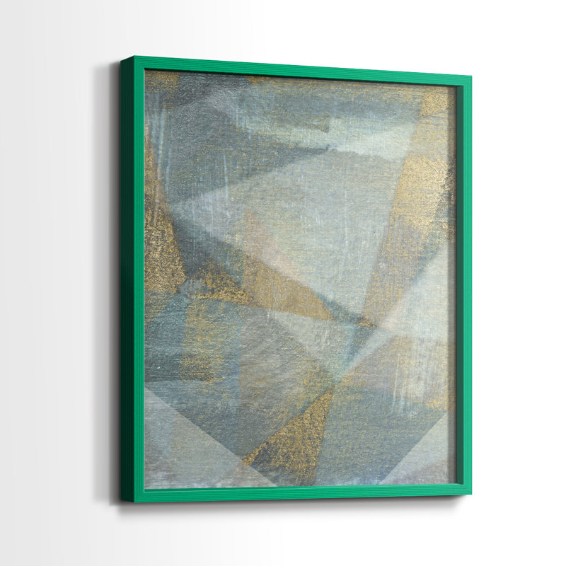 «Geometric Facets II», reproduction encadrée - bois massif, H 15 po x l 12 po, Vert