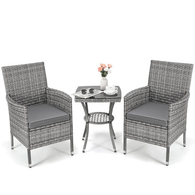 Balcony Furniture Set, 3-piece Rattan Garden Furniture Set, Polyrattan Lounge Set, Balcony Lounge Set, Garden Lounge Set, Polyrattan Garden Furniture Set, Balcony Furniture Set With Cushions And Glass